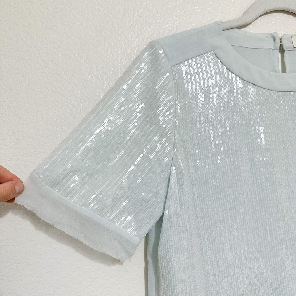 Ted Baker Light Blue Pansina Sequin Top Size 2 - Picture 5 of 9